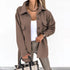 Temperament solid color lapel button lace-up tweed coat